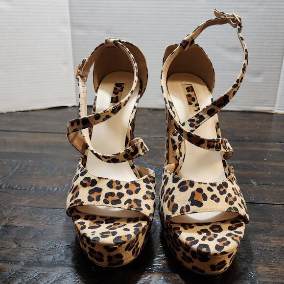 Forever 21 leopard print block‎ heel platform sandals size 9 - Picture 4 of 16